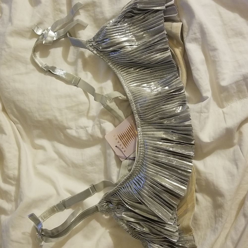 Savage x Fenty silver lame bra